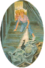 Cameo of Bobby and Trixie in attic