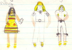 Ten year old's drawing of 80's clothing!