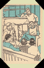They gathered around the great rough-stone fireplace.